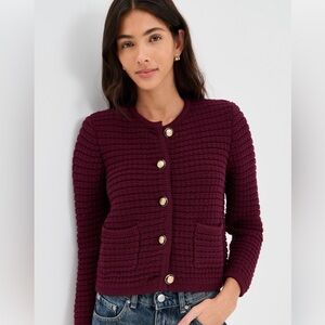 Ba&sh Burgundy Textured Button Cardigan Sweater size small perfect condition